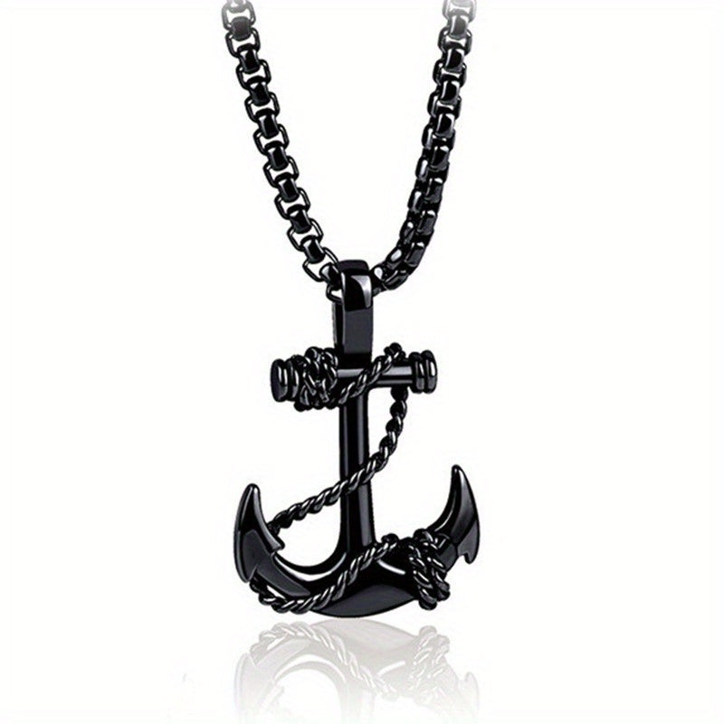 Stainless Steel Navigation Anchor Pendant Necklace