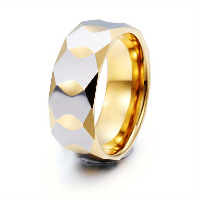 Geometric Tungsten Steel Prism Ring