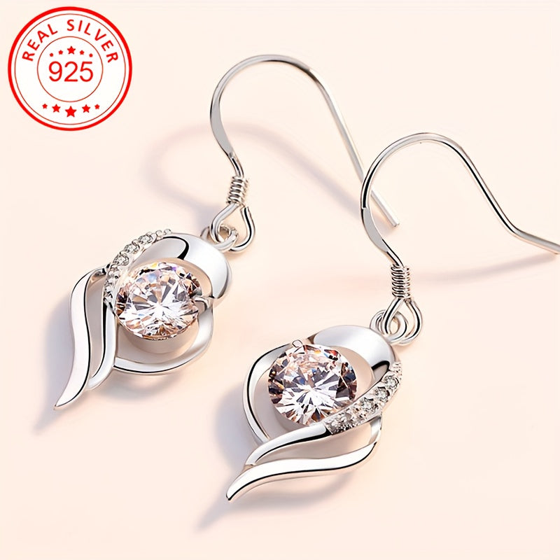 Pair of 925 Silver Cubic Zirconia Drop Earrings 