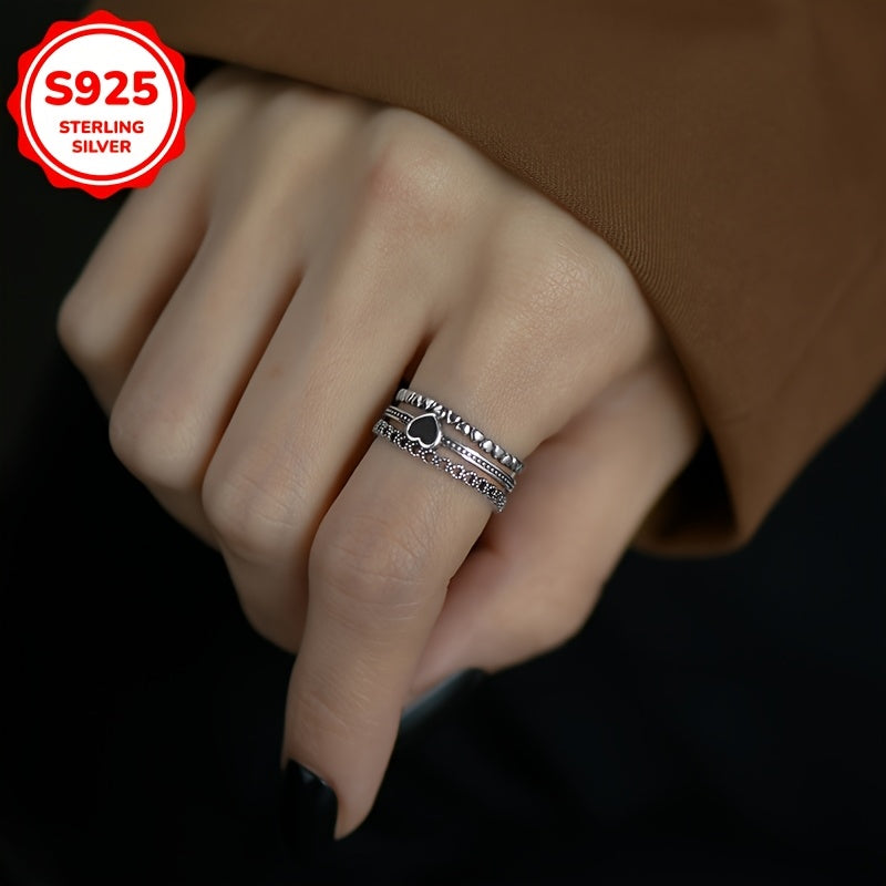 Elegant vintage love ring made of S925 silver