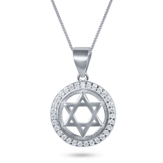 שרשרת כסף 925 JETEM תליון מגן דוד משובץ