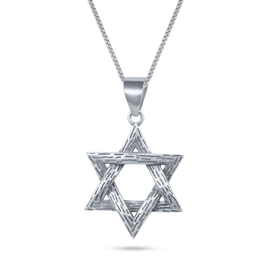 שרשרת כסף מגן דוד מחוספס