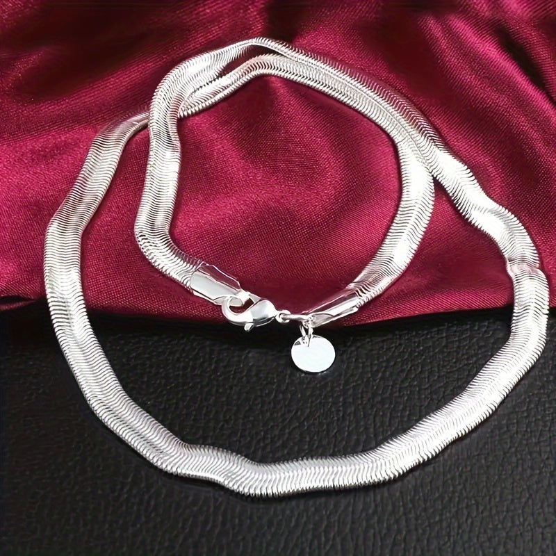 Fashionable flat snake necklace made of 925 sterling silver