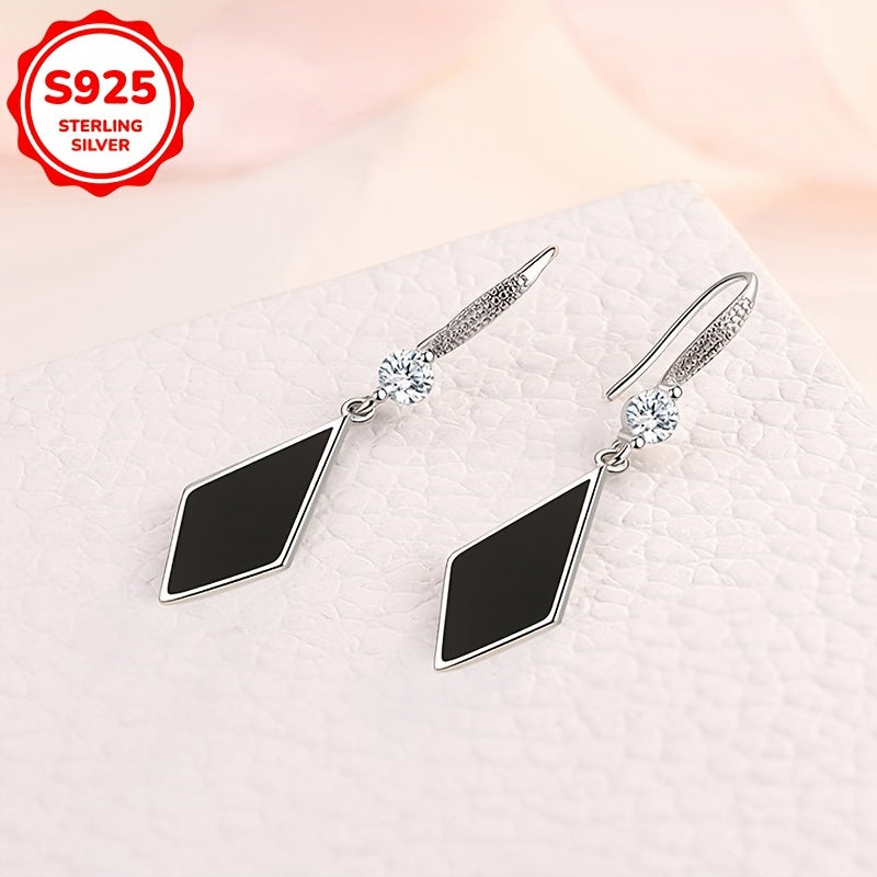 Elegant 925 silver zircon studded pendant earrings