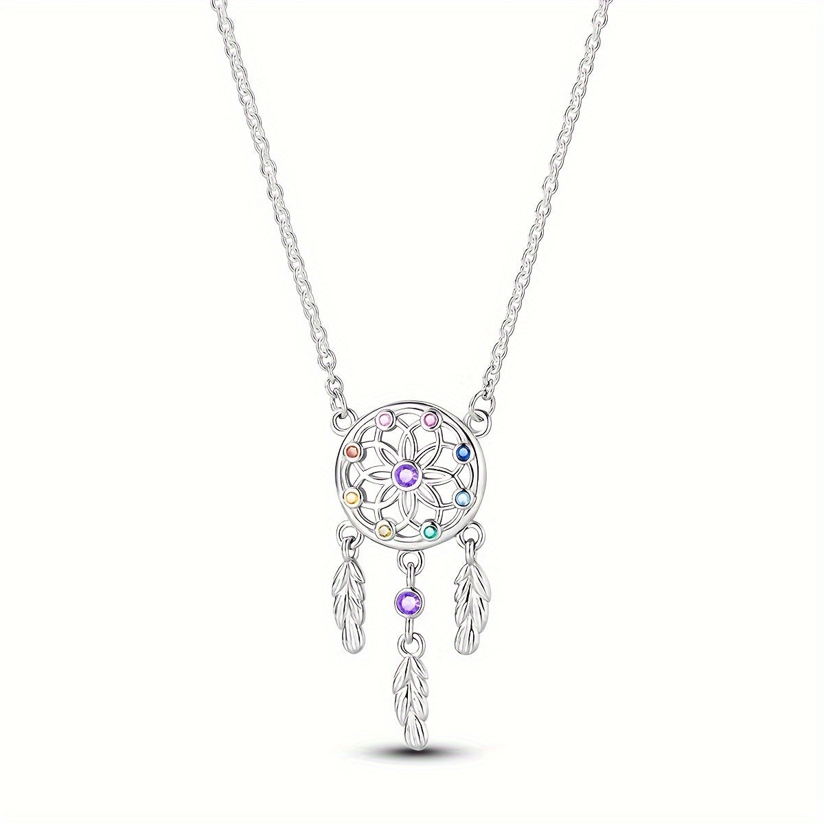 Elegant 925 silver dreamcatcher necklace with zircon