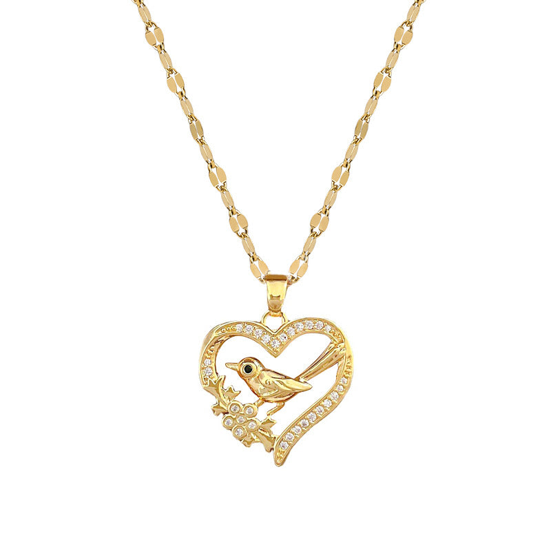 Luxurious 14k gold bird necklace