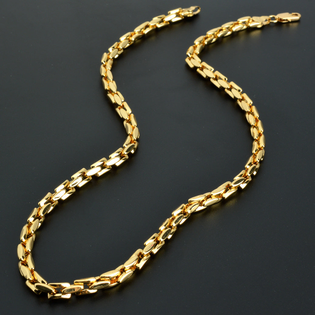 5mm gold-tone Cuban chain, 18k gold plating