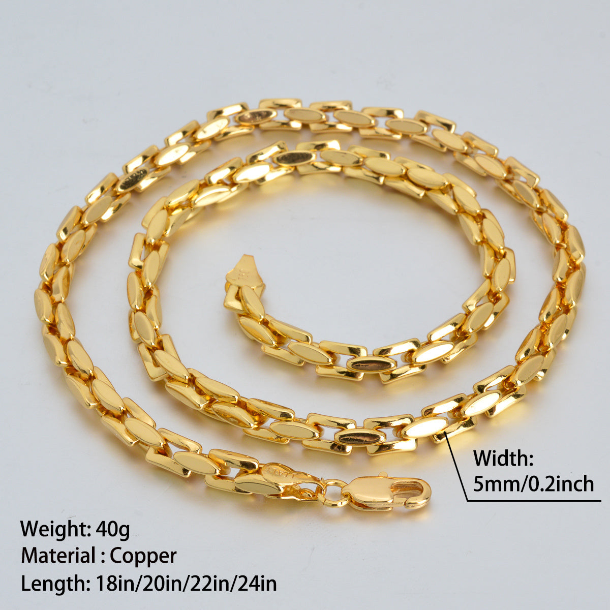 5mm gold-tone Cuban chain, 18k gold plating