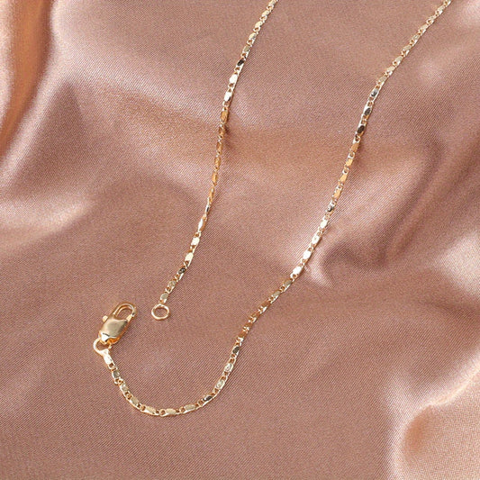 2mm flat Italian punk necklace, 18k gold plated