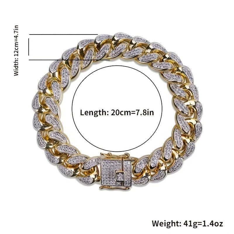 12mm Hip Hop Cool Cuban Bracelet with Zircon