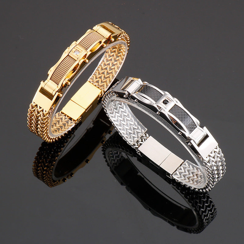 Diamond Titanium Bracelet with Magnetic Clasp 