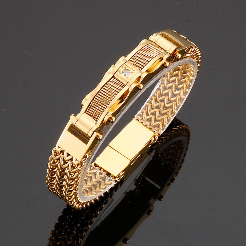 Diamond Titanium Bracelet with Magnetic Clasp 