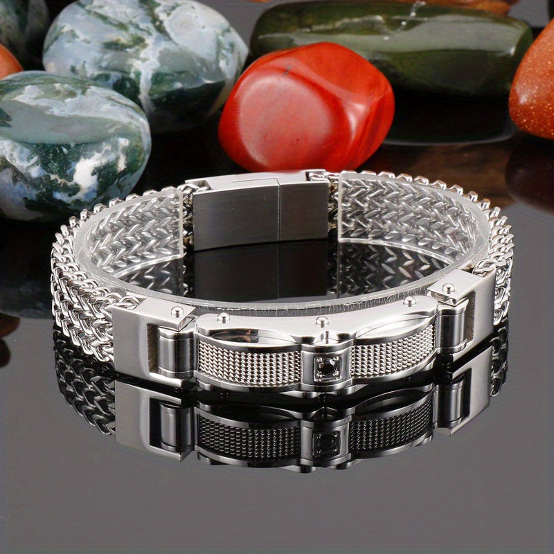 Diamond Titanium Bracelet with Magnetic Clasp 