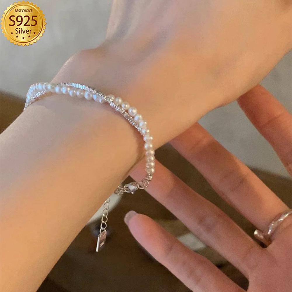 Elegant Luxury S925 Sterling Silver Pearl Bracelet