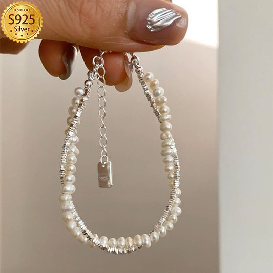 Elegant Luxury S925 Sterling Silver Pearl Bracelet