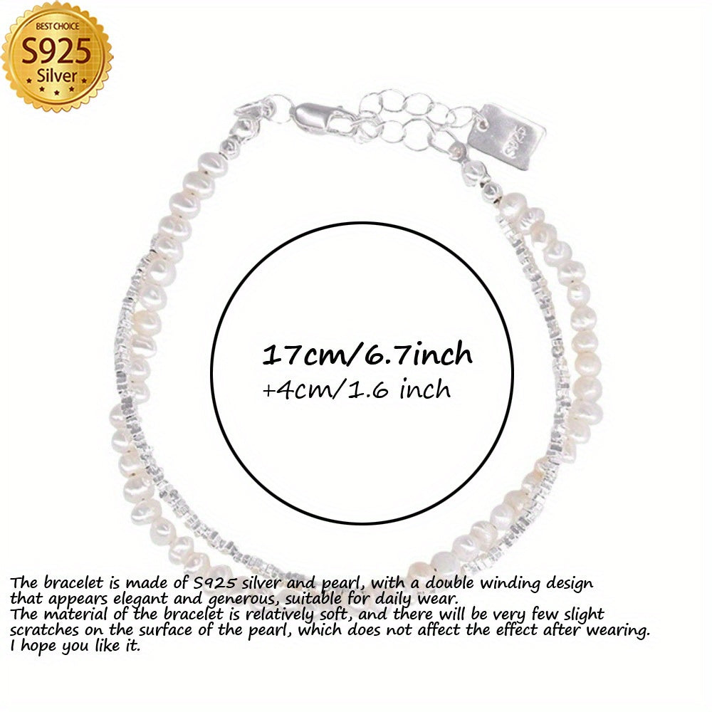 Elegant Luxury S925 Sterling Silver Pearl Bracelet