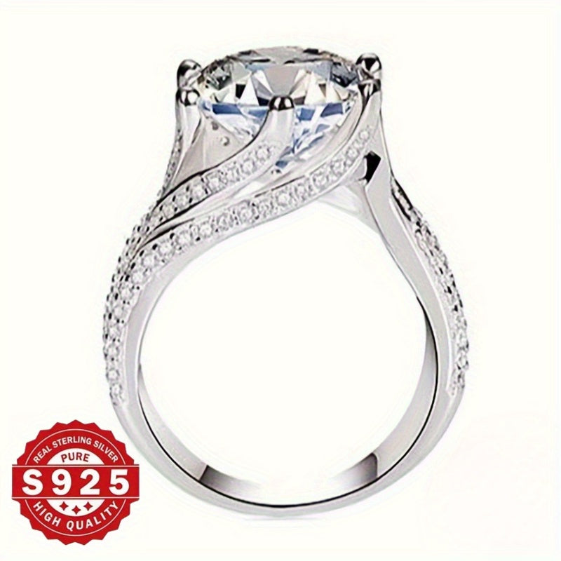 Luxurious 925 silver ring with zircon