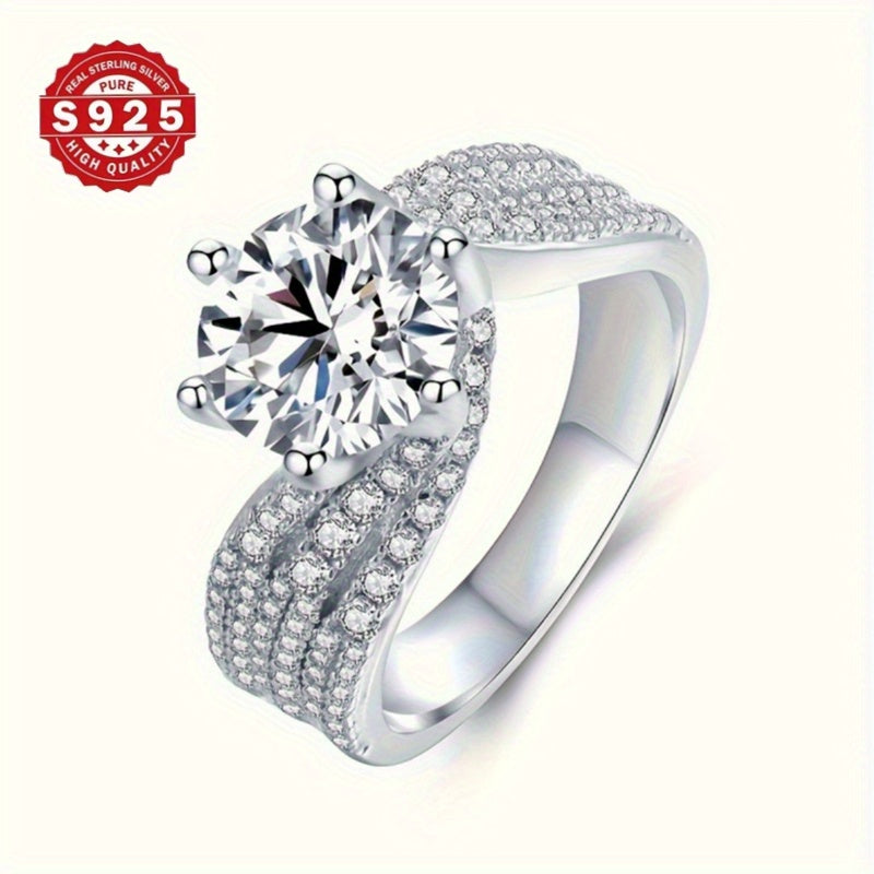 Luxurious 925 silver ring with zircon