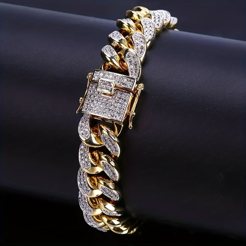 12mm Hip Hop Cool Cuban Bracelet with Zircon