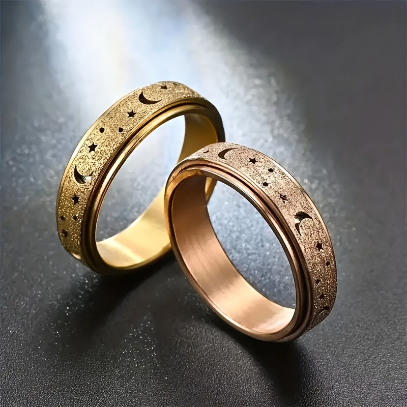 Stainless steel vibrating ring with rotating design