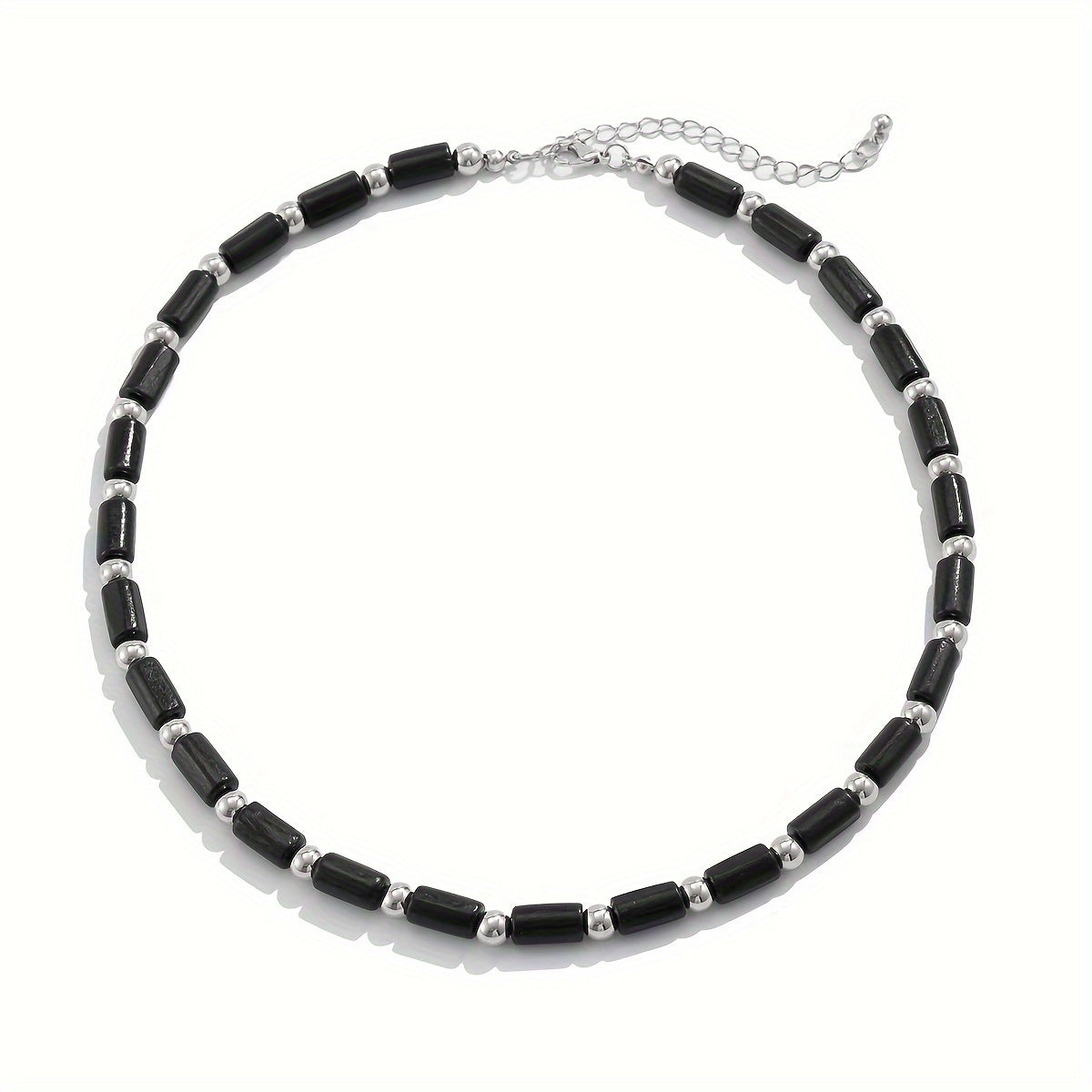 Fashionable black wooden bead necklace