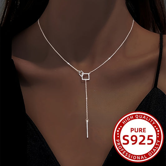 Luxurious long necklace in S925 silver with collarbone style 