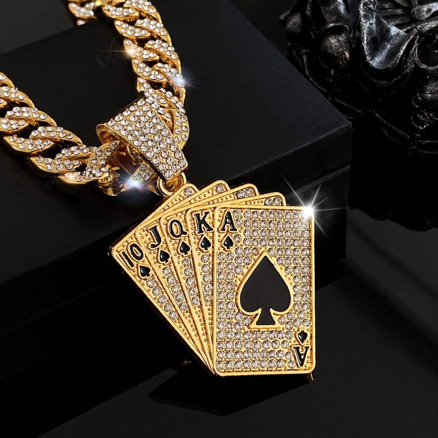 Poker Pendant with Cuban Link Chain