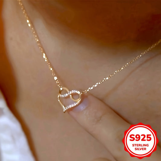 S925 Sterling Silver Zircon Infinity Necklace