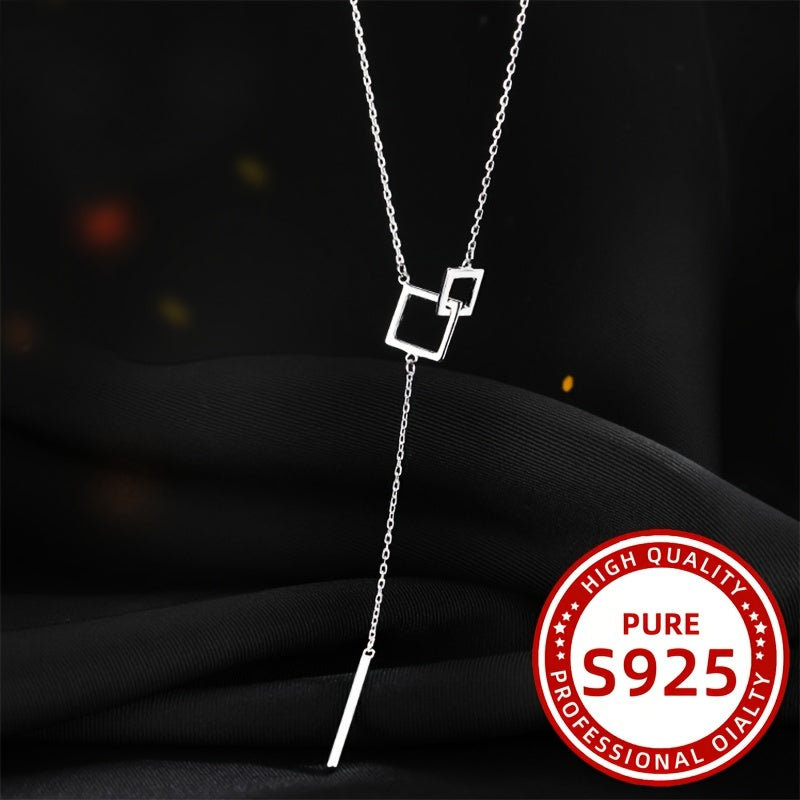 Luxurious long necklace in S925 silver with collarbone style 