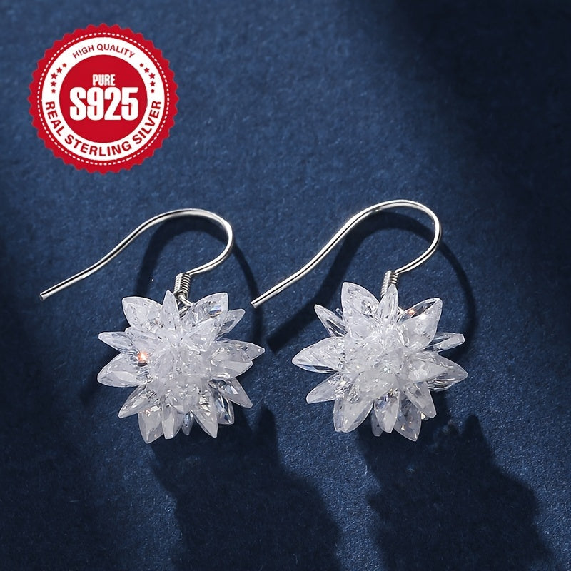 Elegant 925 Sterling Silver Ice Flower Earrings