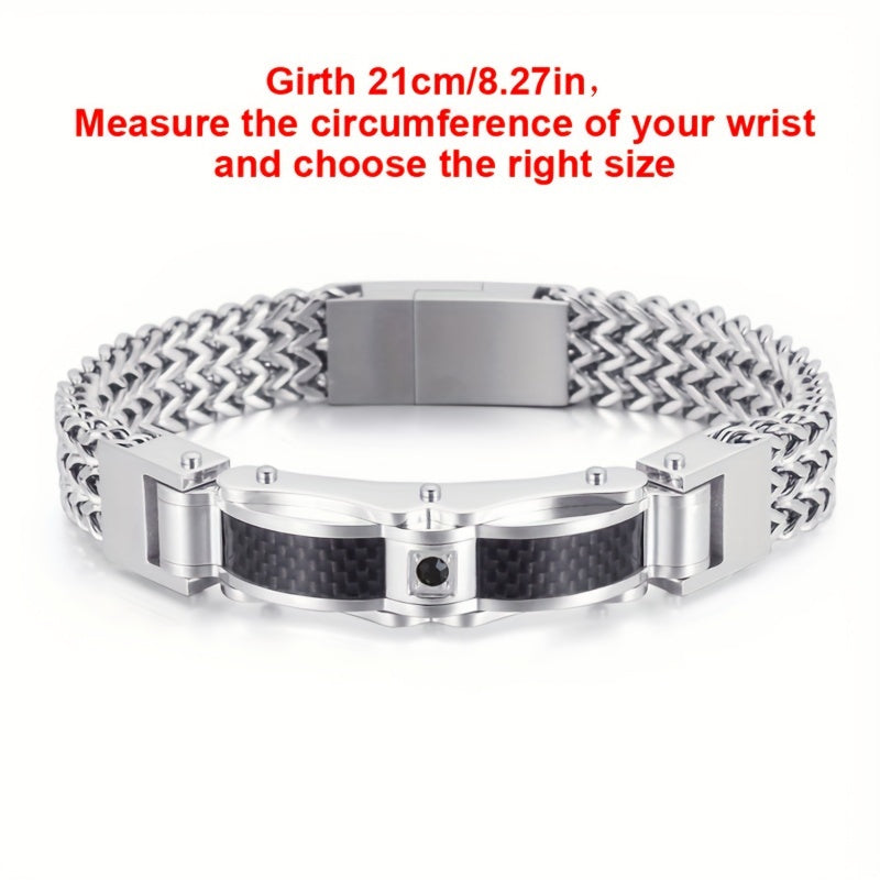 Diamond Titanium Bracelet with Magnetic Clasp 