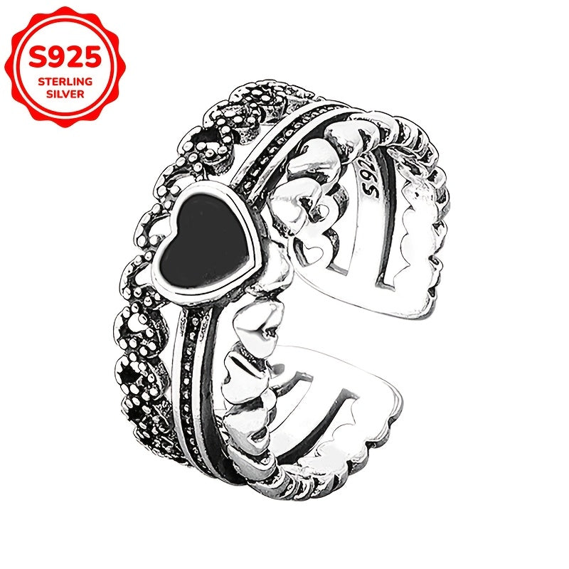 Elegant vintage love ring made of S925 silver