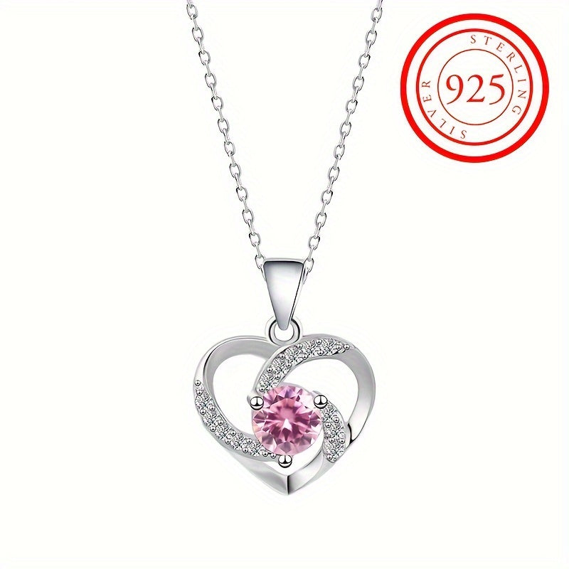 S925 Silver Elegant Heart Shaped Necklace with Zircon