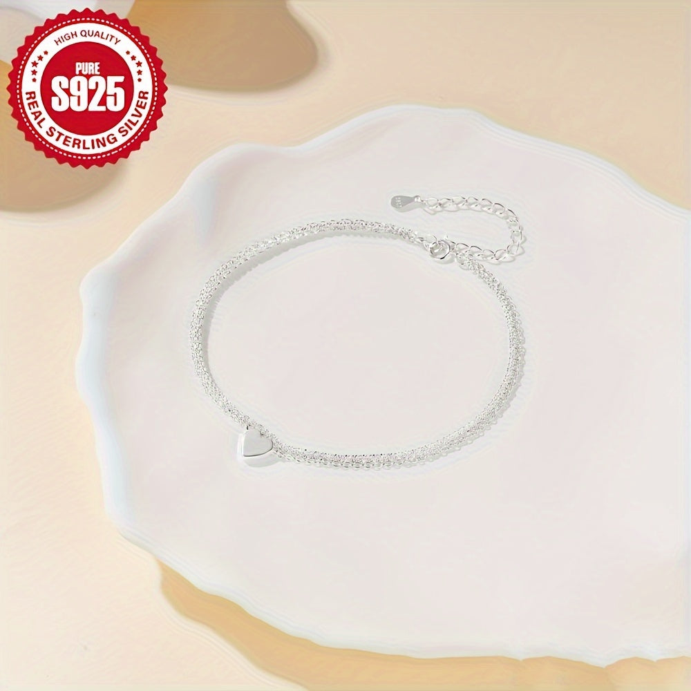 Elegant Double Layer Heart Bracelet in S925 Sterling Silver