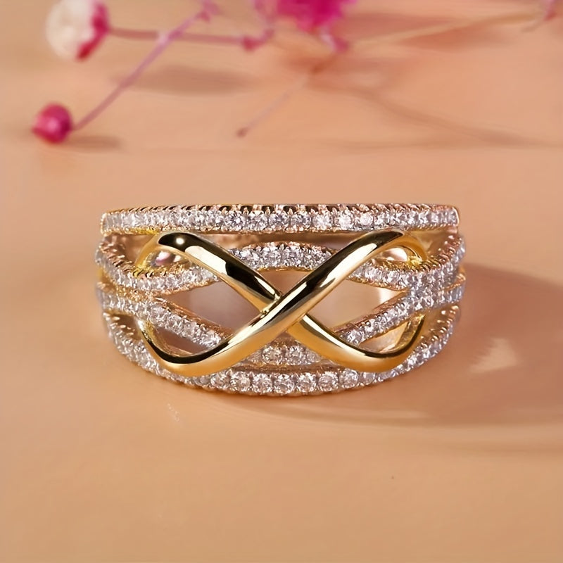 Sparkling Zirconia Infinity Promise Ring in Gold Silver