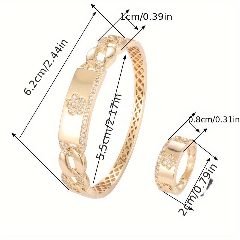 Synthetic zircon bracelet and ring with fashionable design