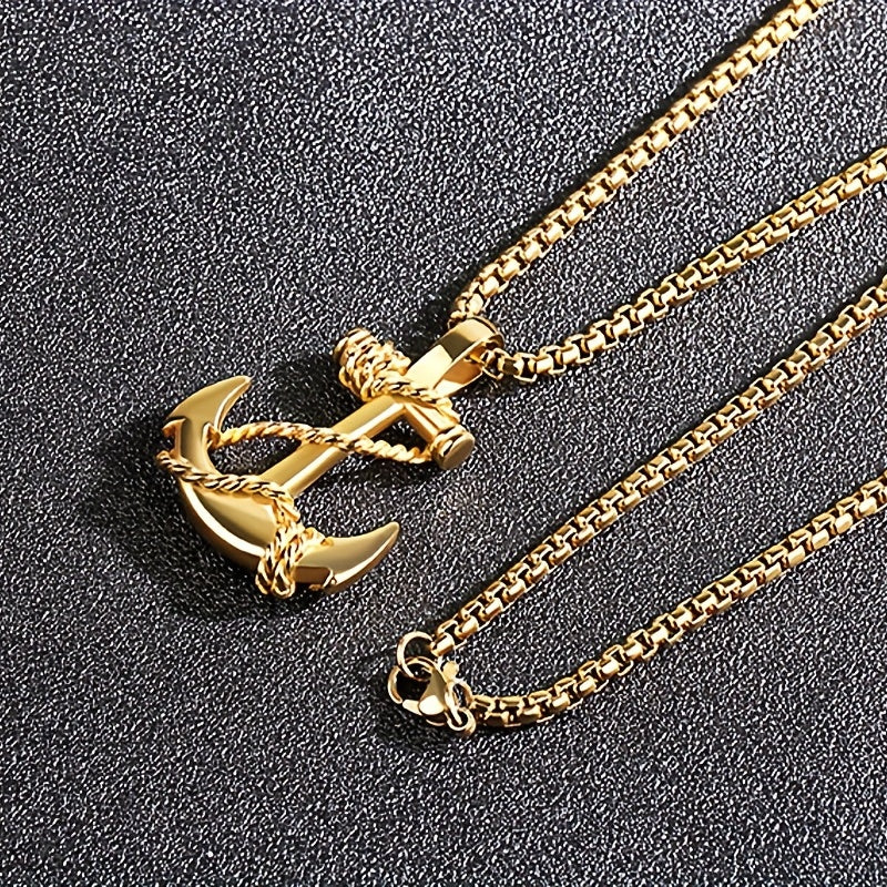 Stainless Steel Navigation Anchor Pendant Necklace