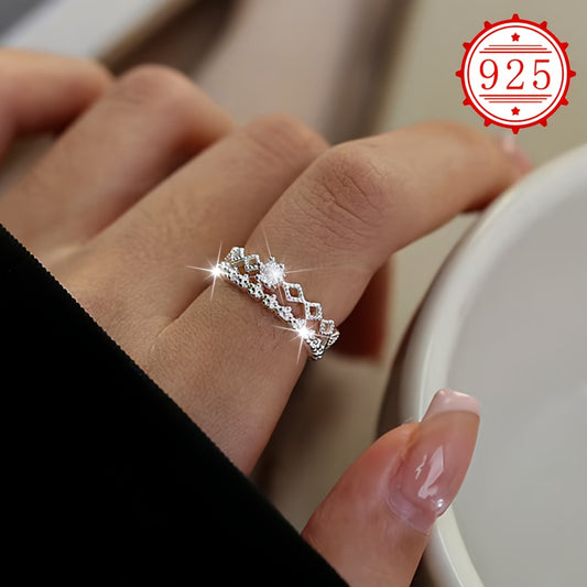 Hypoallergenic 925 Silver Open Double Layer Ring