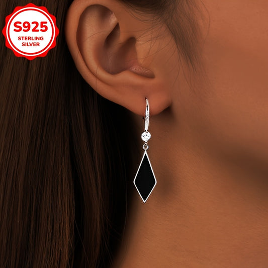 Elegant 925 silver zircon studded pendant earrings