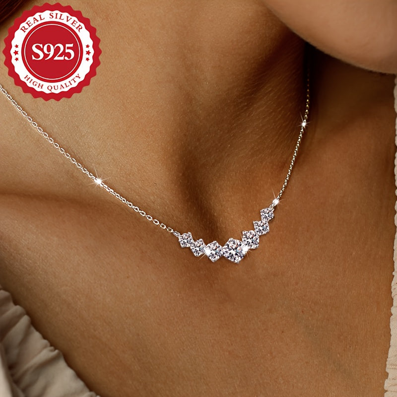 Sparkling Zirconia Pendant Necklace in 925 Silver