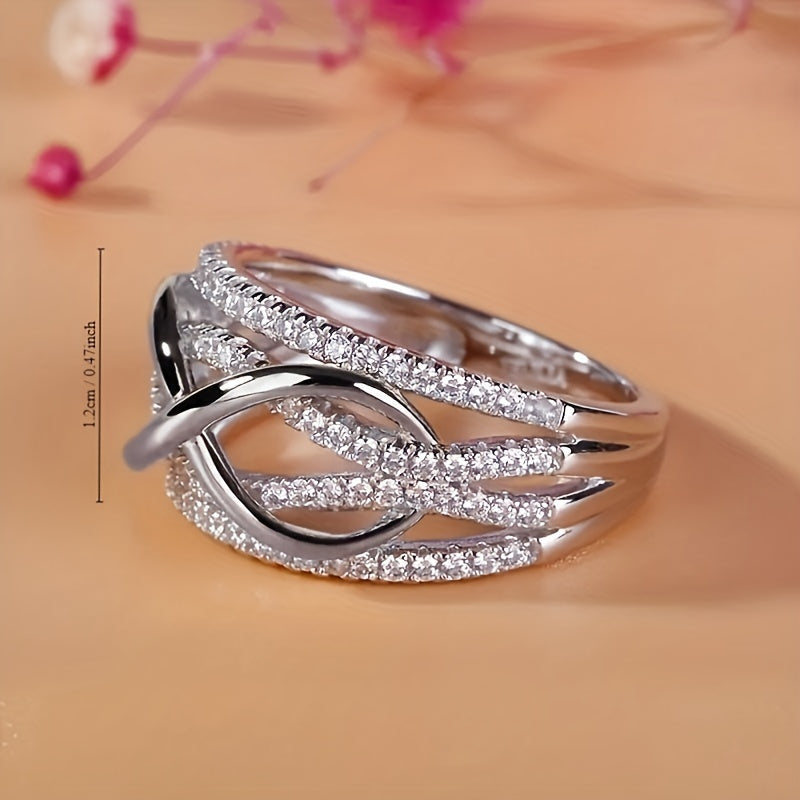 Sparkling Zirconia Infinity Promise Ring in Gold Silver