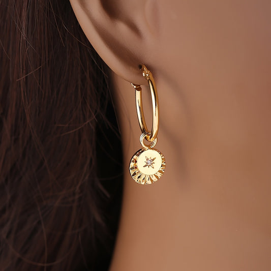 Round drop earrings with zircon