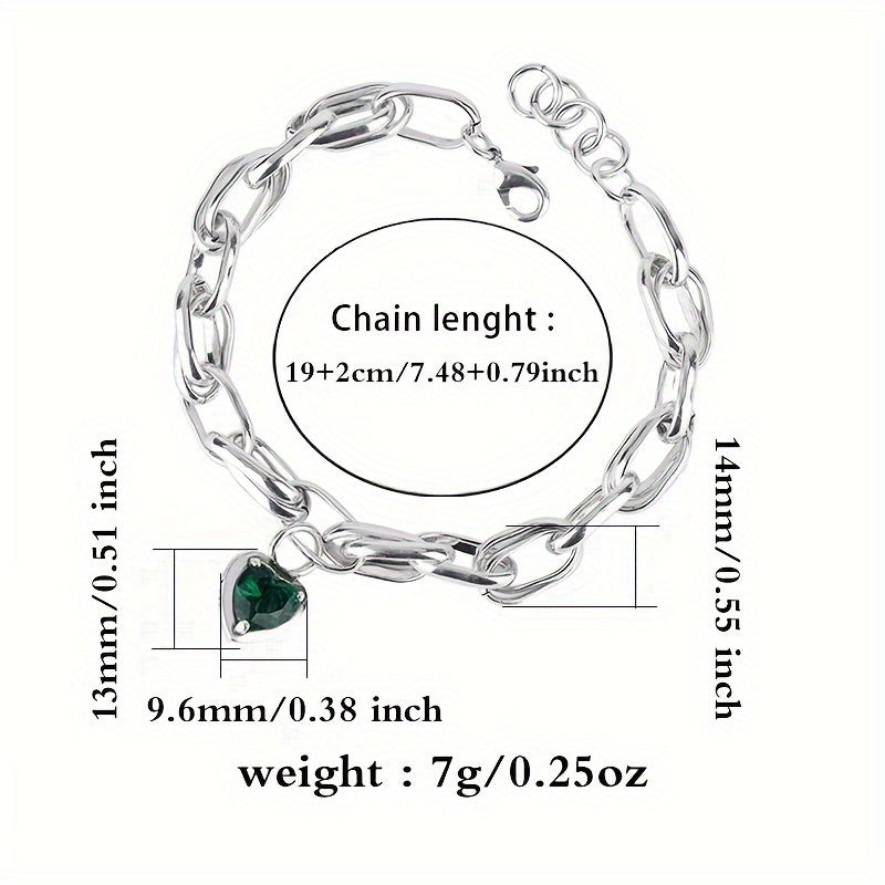 Elegant 925 sterling silver bracelet with green zirconia 