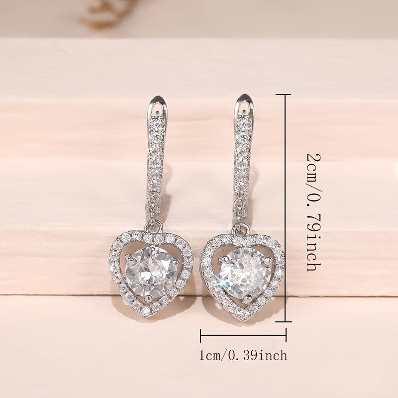 Heart-shaped earrings made of 925 sterling silver with zircon