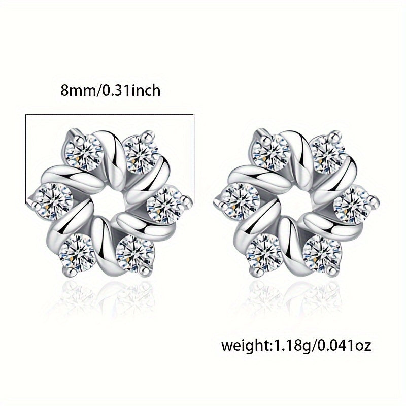 Luxurious 925 Sterling Silver Flower Earrings with Zircon