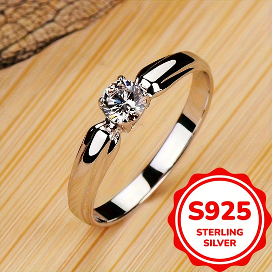 Sparkling and luxurious 925 sterling silver zircon ring 