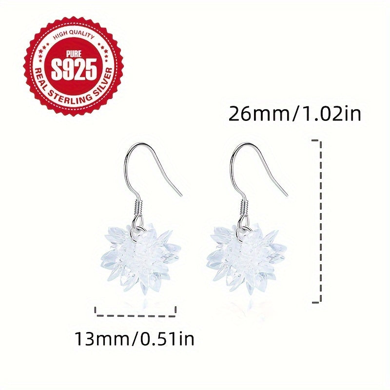 Elegant 925 Sterling Silver Ice Flower Earrings