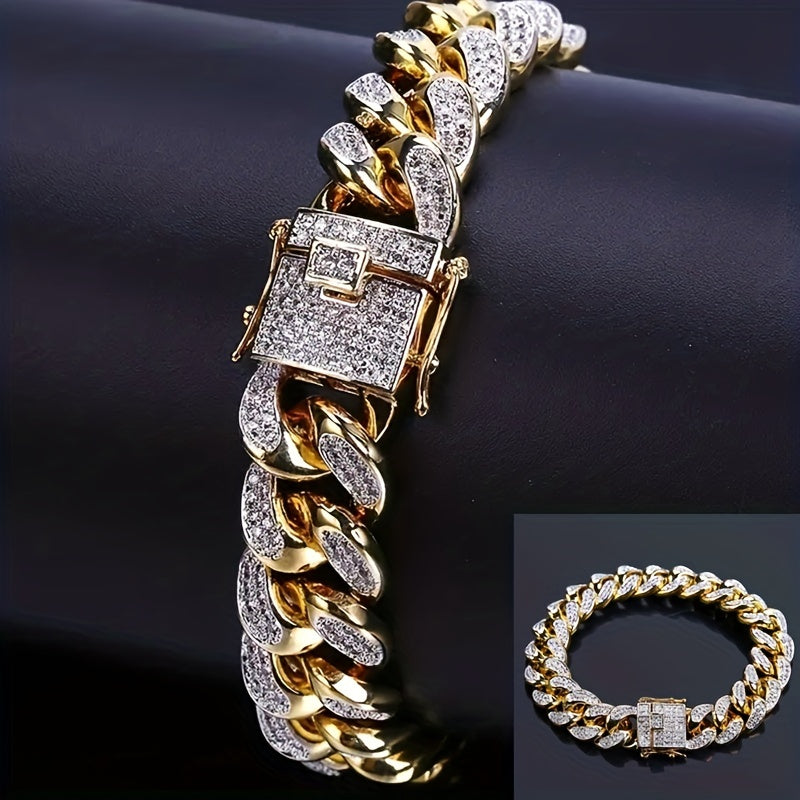 12mm Hip Hop Cool Cuban Bracelet with Zircon