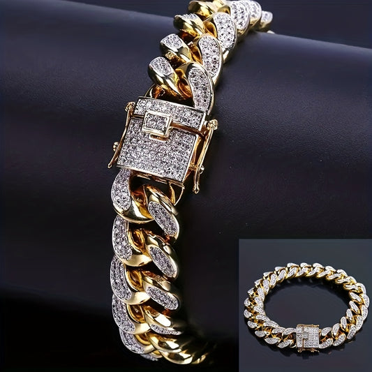 12mm Hip Hop Cool Cuban Bracelet with Zircon