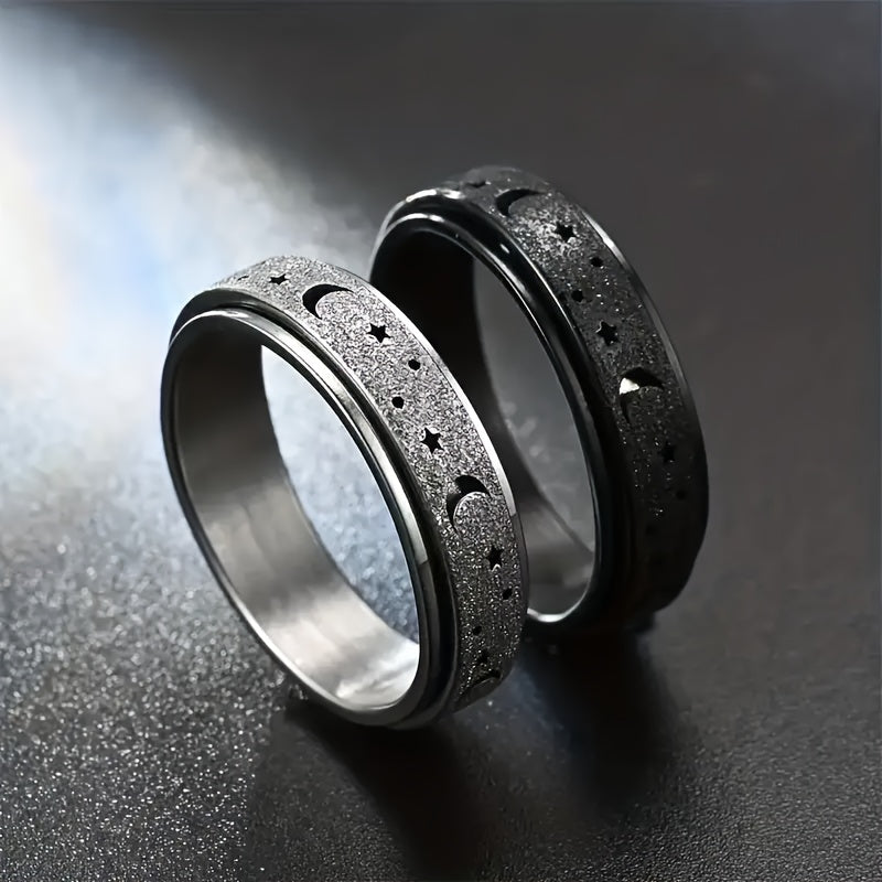 Stainless steel vibrating ring with rotating design